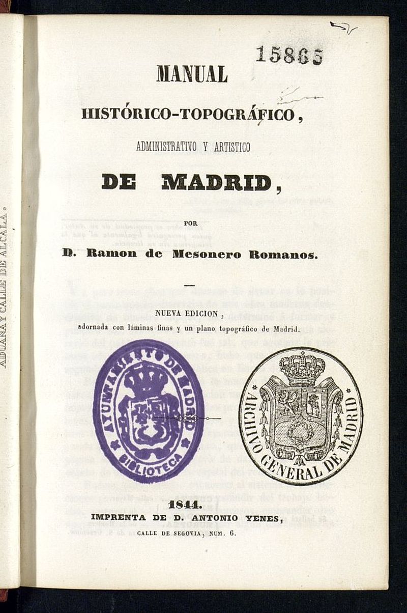 Manual histrico-topogrfico, administrativo y artstico de Madrid