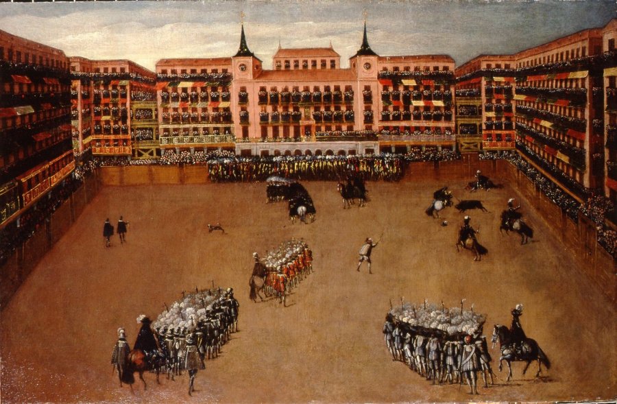 La Plaza Mayor de Madrid durante una corrida de toros regia