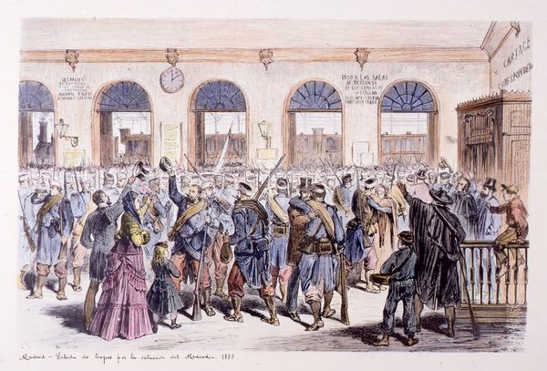 Salida de tropas por la estacin del Mediodia. 1873