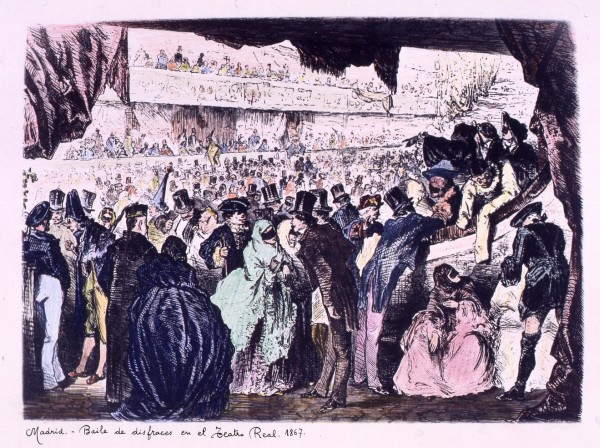 Baile de disfraces en el Teatro Real en 1867