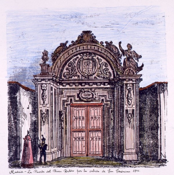 La Puerta del Buen Retiro por la subida de San Jerónimo. 1846