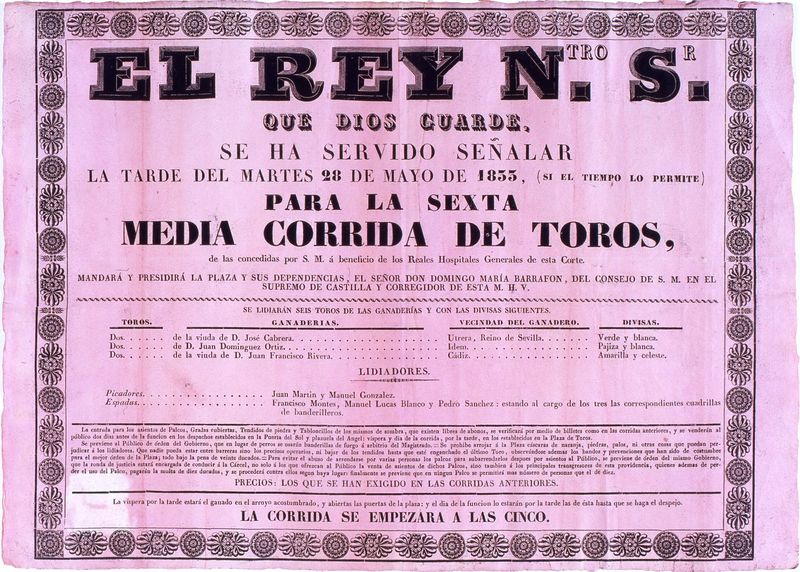 Corrida de toros celebrada el da 28 de Mayo de 1833