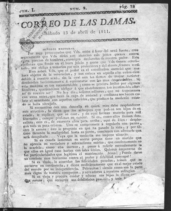 Correo de las Damas del Sbado 13 de Abril de 1811