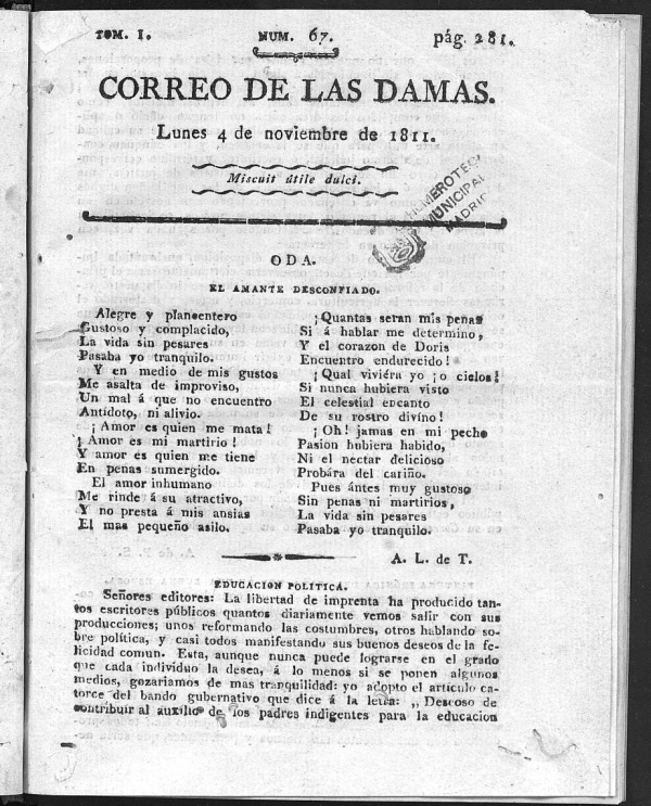 Correo de las Damas del Lunes 4 de Noviembre de 1811