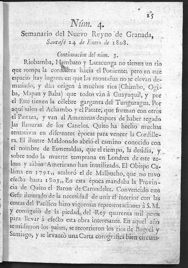 Semanario del Nuevo Reyno de Granada, Nm. 4