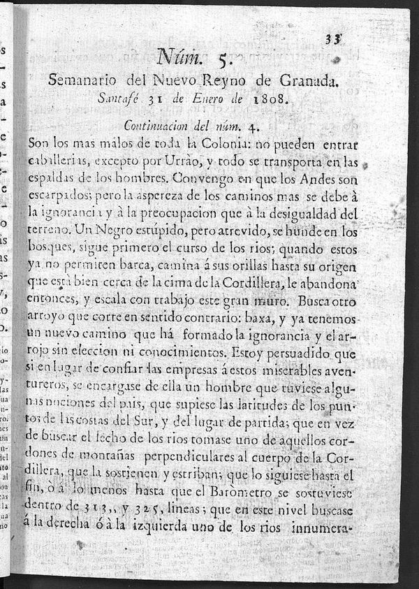Semanario del Nuevo Reyno de Granada, Nm. 5