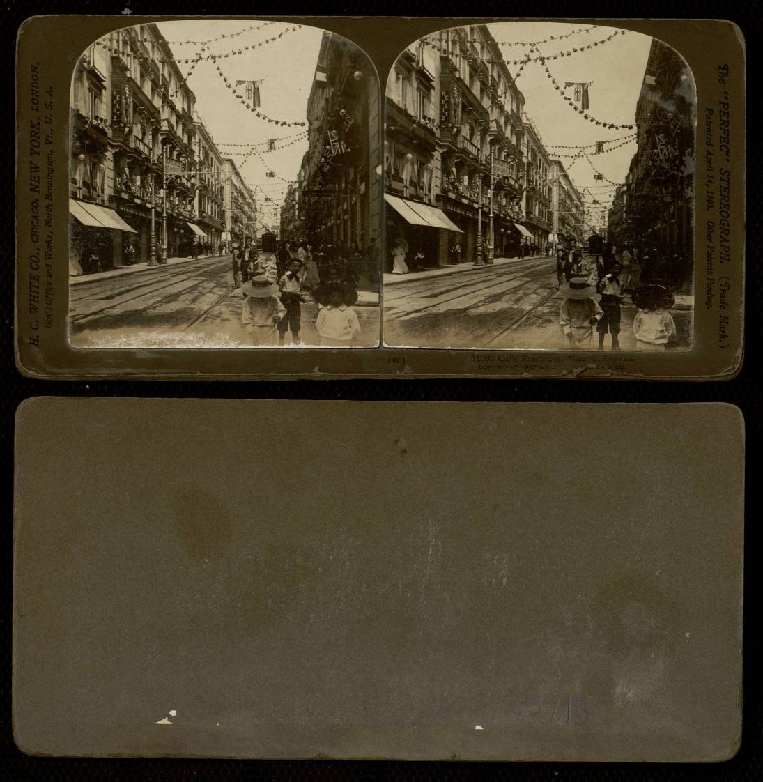 Calle Preciados engalanada en la celebracin de la boda de Alfonso XIII