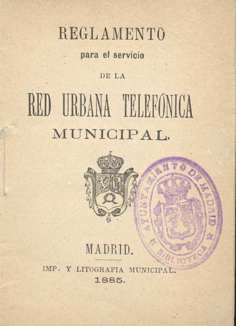Reglamento para el servicio de la Red Urbana Telefnica Municipal