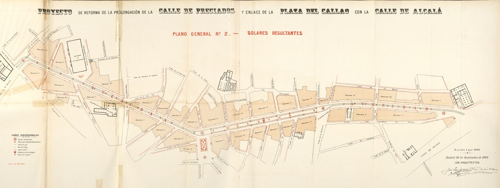 Memoria del proyecto de saneamiento parcial denominado Reforma de la prolongacin de la calle de Preciados y enlaces de la plaza del Callao con la calle de Alcal 