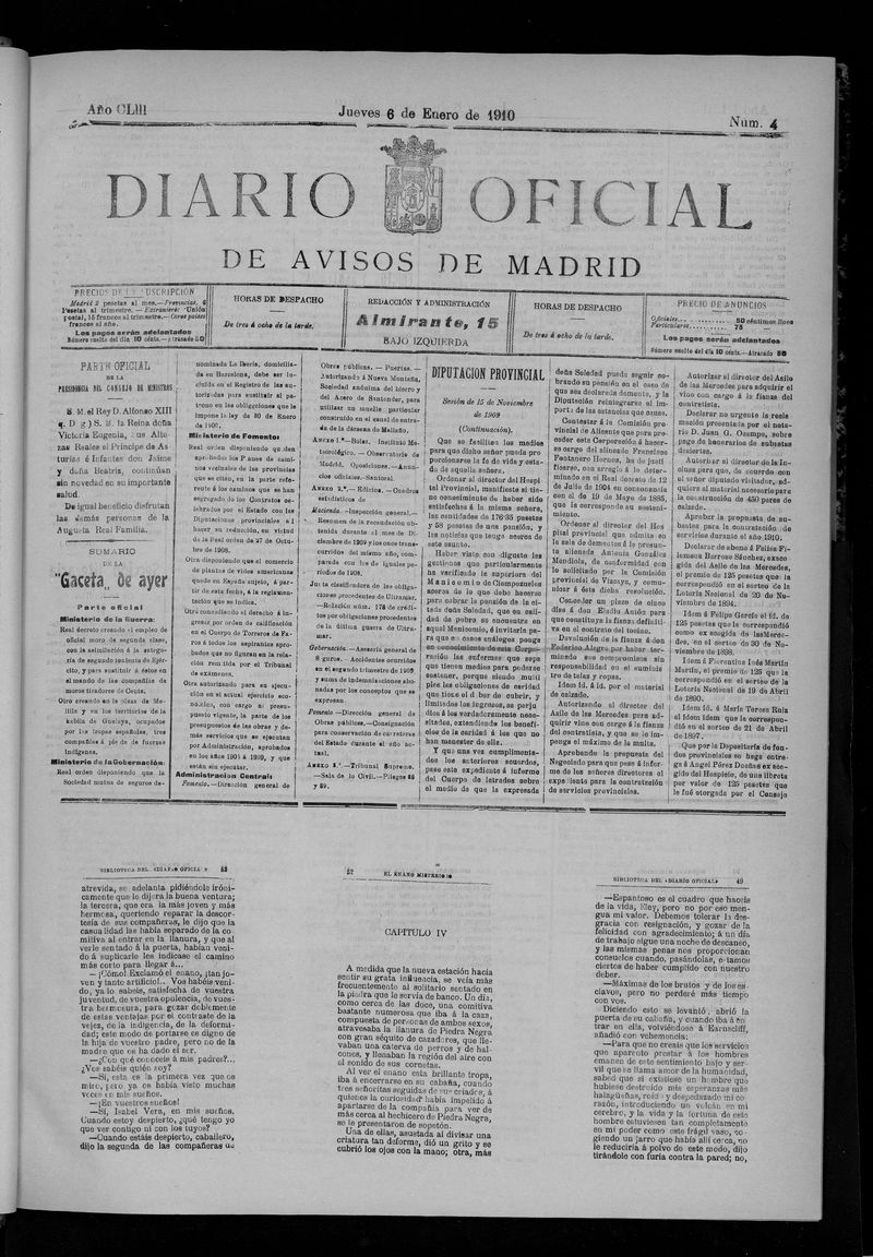 Diario Oficial de Avisos de Madrid del jueves 6 de enero de 1910