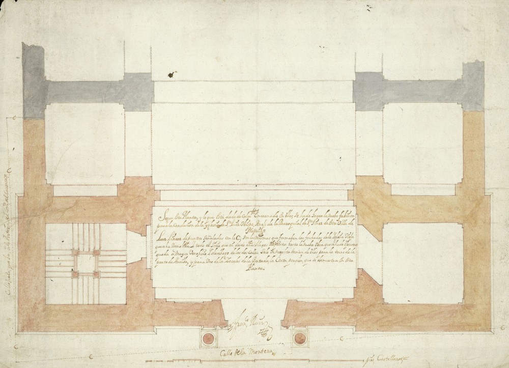 Plano de planta para la nueva fbrica para la conclusin de la Iglesia de San Luis Obispo