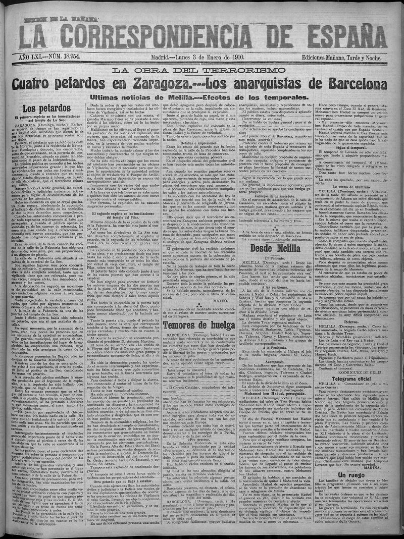 La correspondencia de España del 3 de enero de 1910 (edición de la mañana)