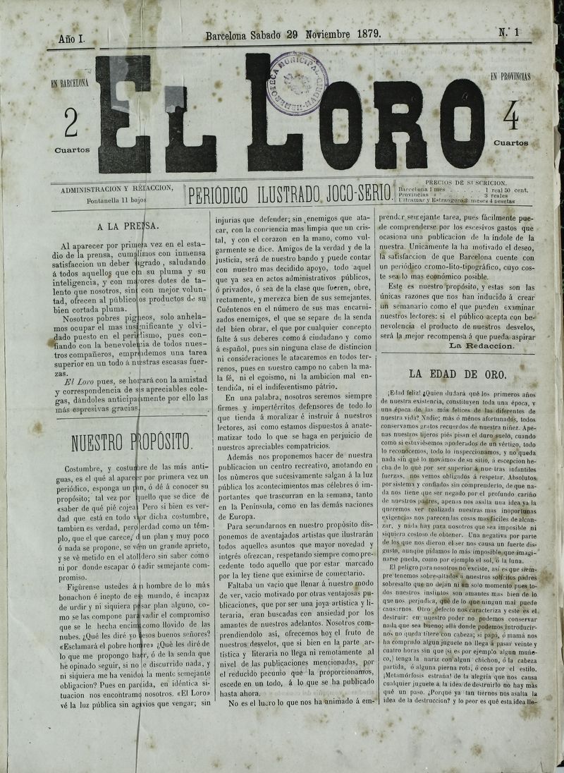 El Loro: peridico ilustrado joco-serio. Sbado 29 de noviembre de 1879