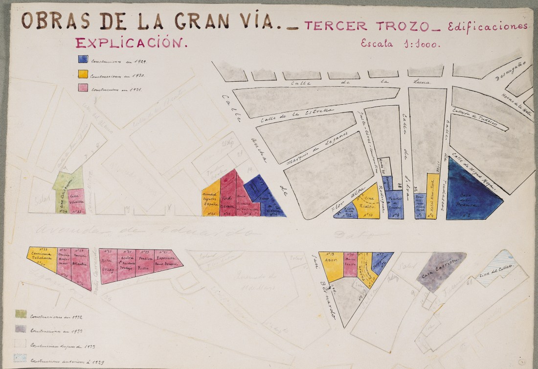 Obras de la Gran Va. Edificaciones del tercer tramo