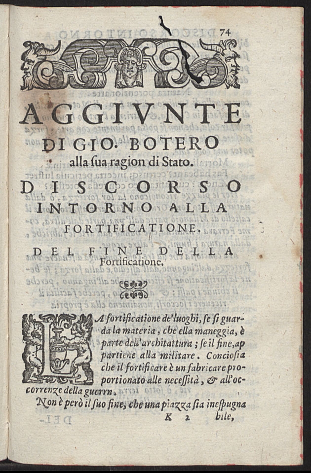 Aggiunte di Gio. Botero Benese Alla sua ragion di Stato : nelle quali si tratta Dell`Eccellenze degli Antichi Capitani, Della Neutralit ... ; Con vna Relatione del Mare.