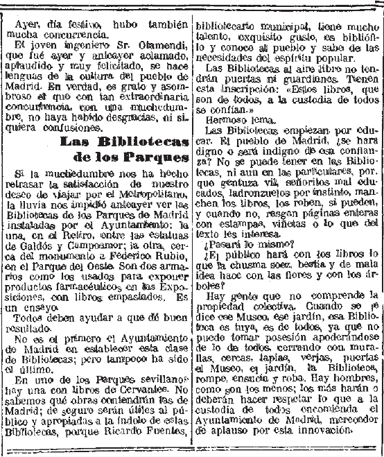 Las Bibliotecas de los parques