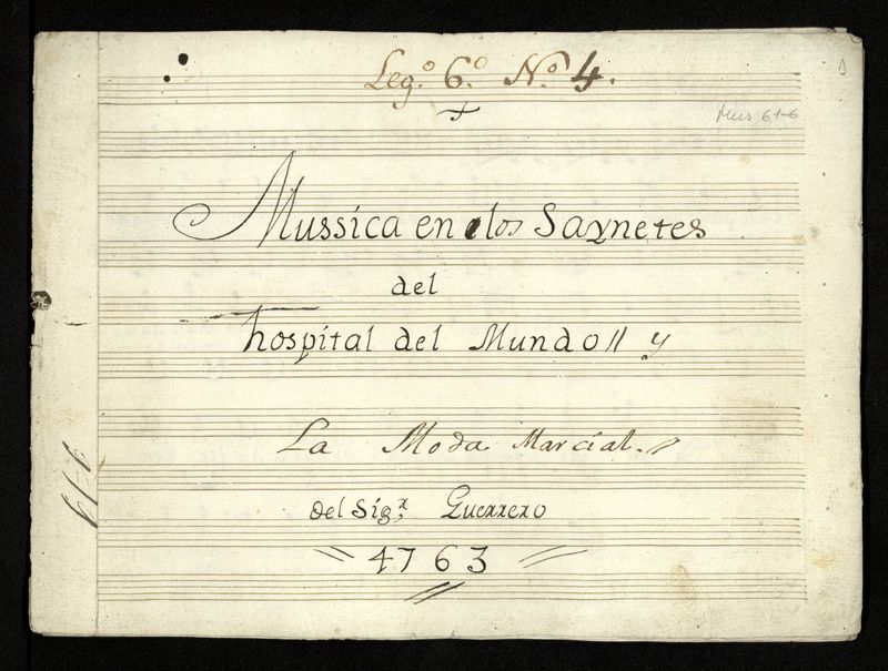Msica de los sainetes del hospital del mundo y La moda marcial [Msica manuscrita]