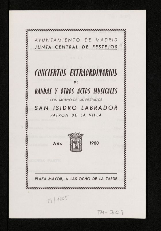 Conciertos extraordinarios de bandas y otros actos musicales : con motivo de las fiestas de San Isidro Labrador (1980)
