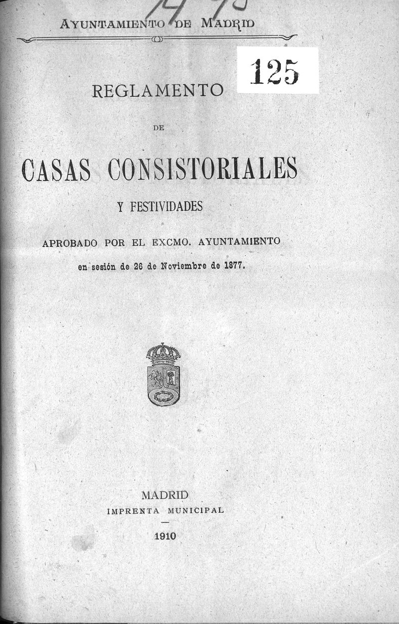 Reglamento de casas consistoriales y festividades