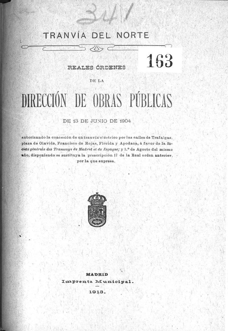 Reales Ordenes de la Direccin de Obras Pblicas de 13 de junio de 1904