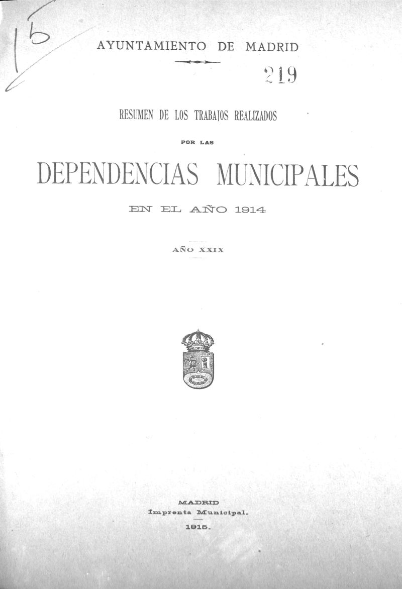 Resumen de los trabajos realizados por las dependencias municipales en el año 1914 