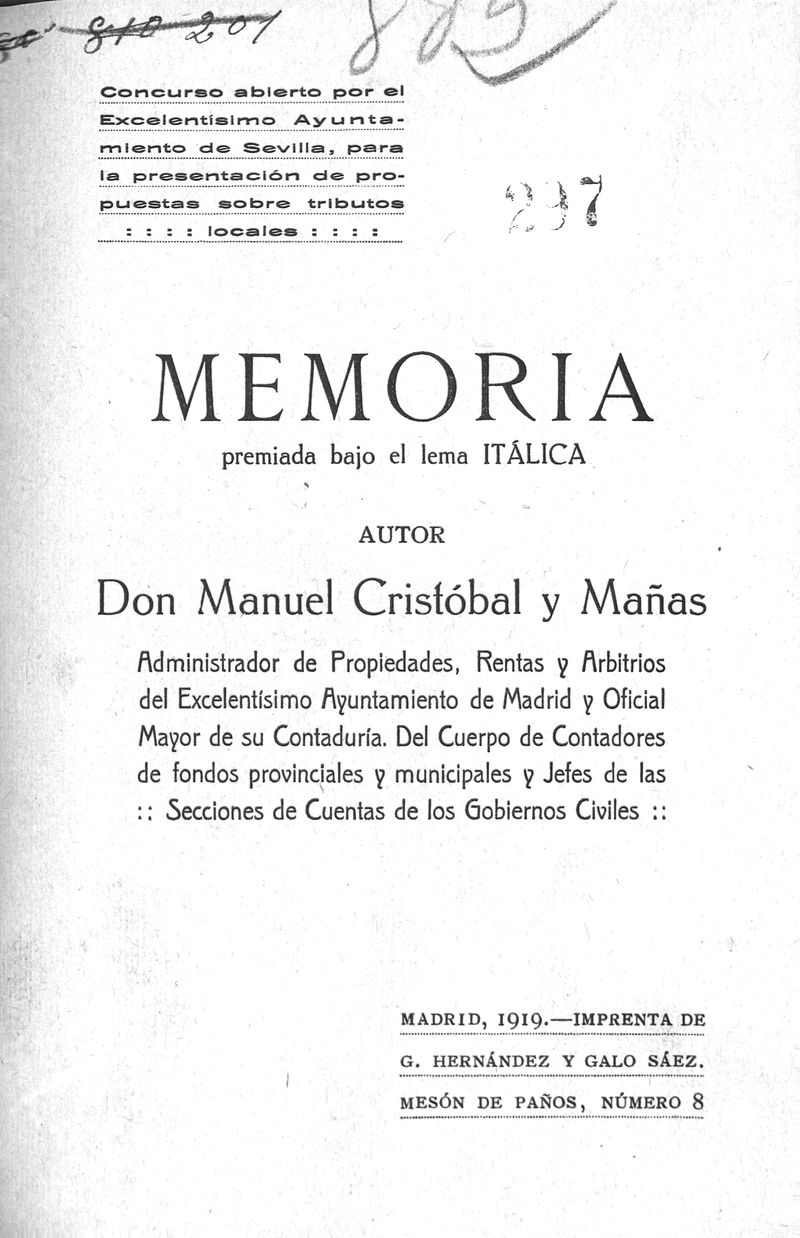 Memoria premiada bajo el lema Itlica