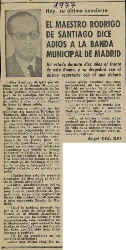 El maestro Rodrigo de Santiago dice adis a la Banda Municipal de Madrid