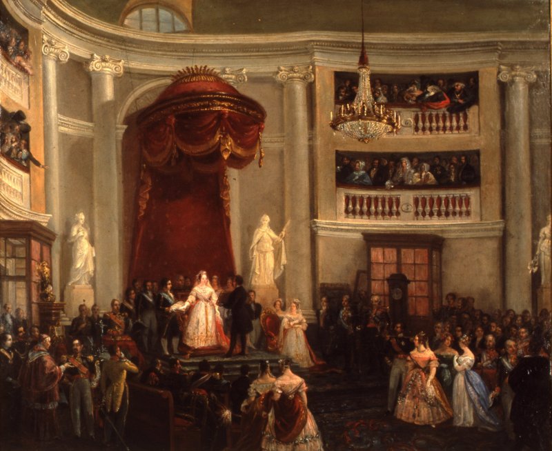 Isabel II jurando la Constitucin