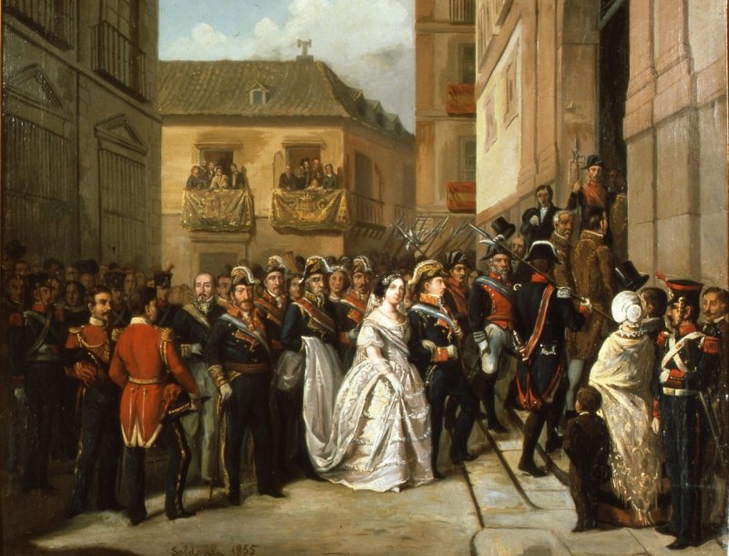 La reina Isabel II y su esposo, visitando el monumento de Jueves Santo en la iglesia de Santa Mara