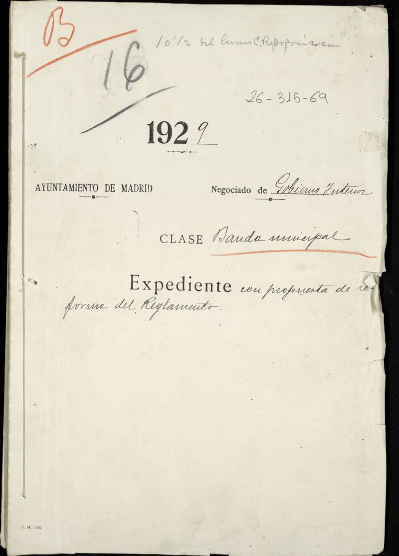 Expediente con propuesta de reforma del Reglamento de la Banda Municipal (1929-1930)