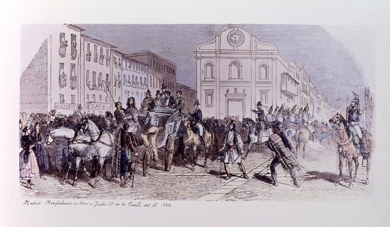 Manifestacin en torno a Isabel II en la Puerta del Sol. 1845