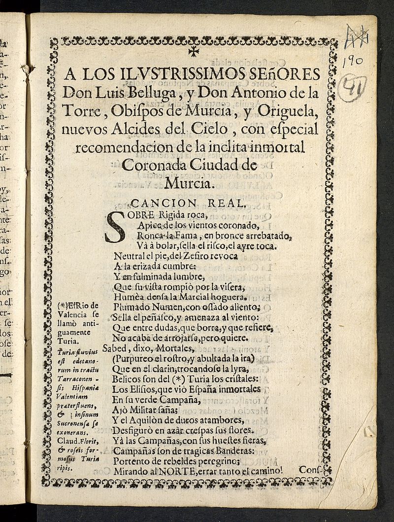 A los ilustrissimos seores don Luis Belluga y don Antonio de la Torre obispos de Murcia y Origuela, nuevos alcides del Cielo