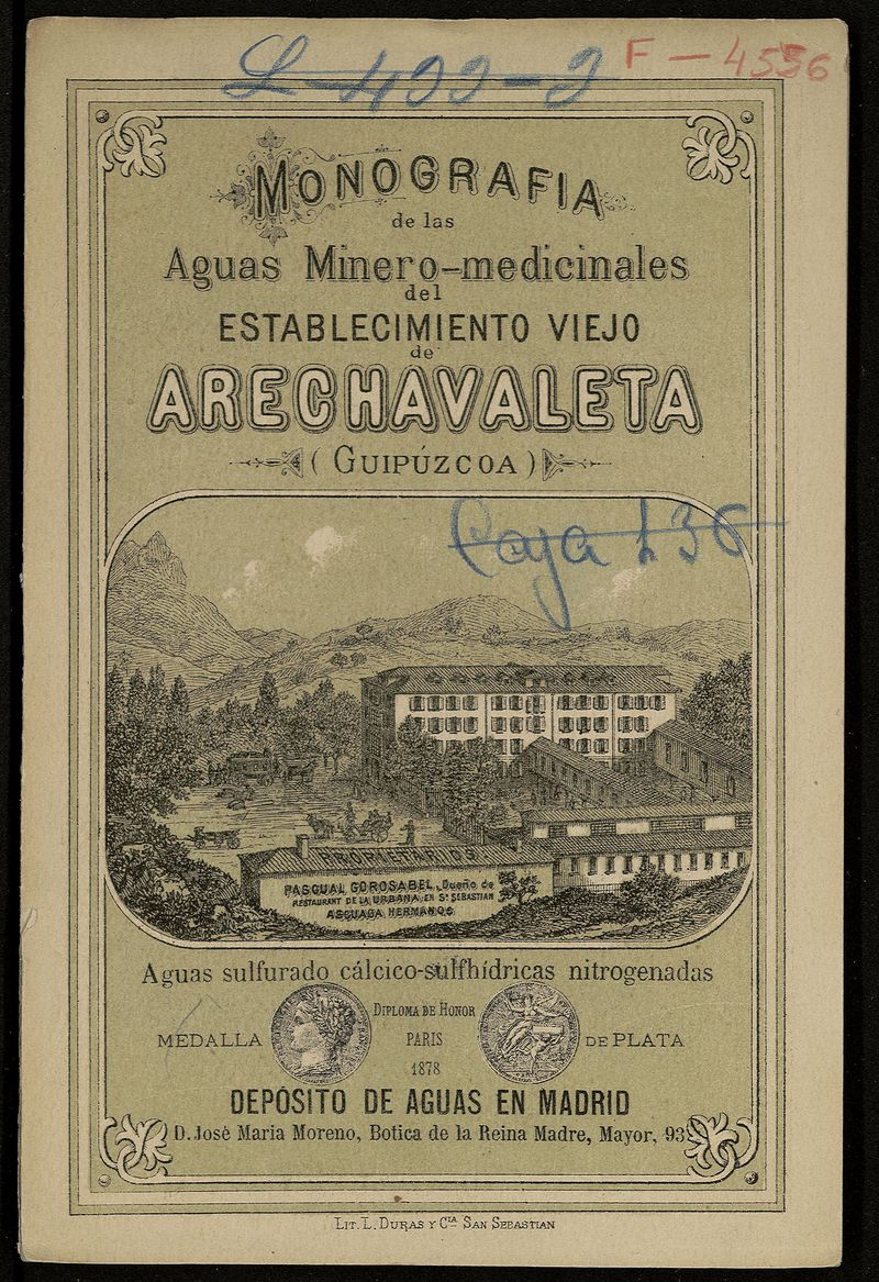 Monografa de las aguas minero-medicinales de los baos viejos de Arechavaleta, provincia de Guipzcoa