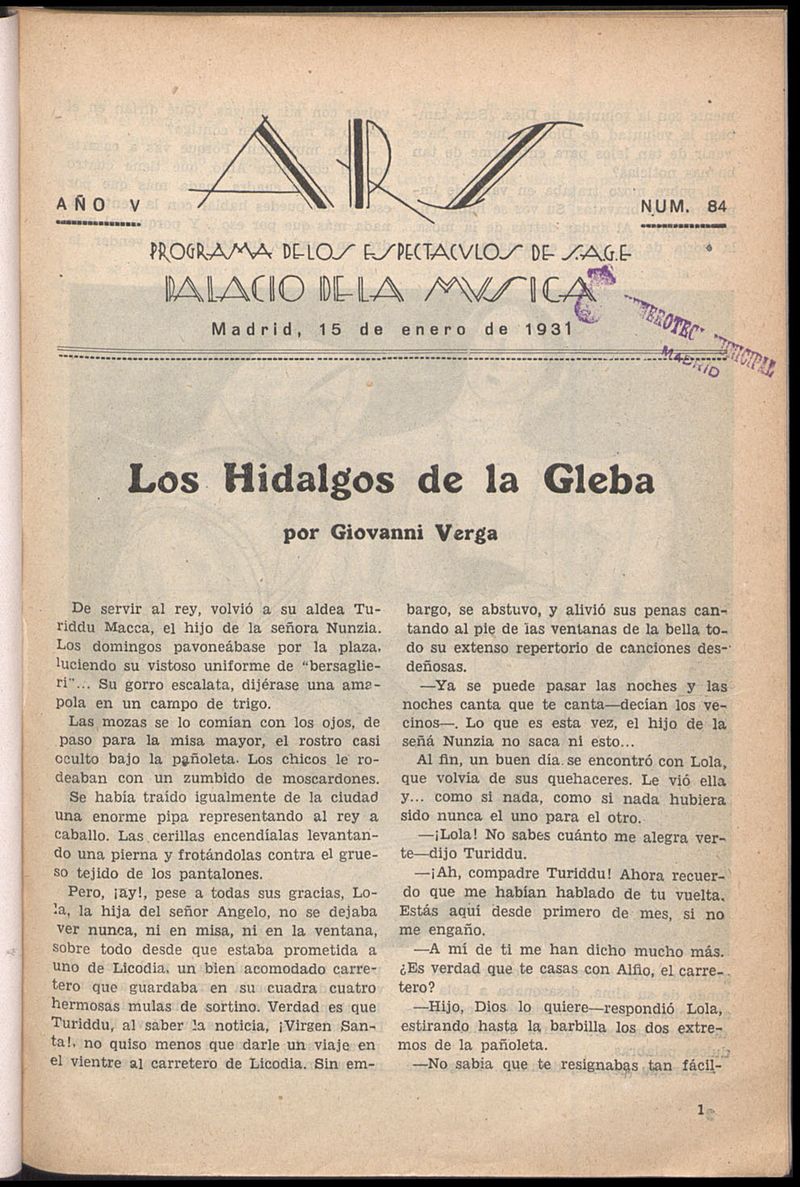 A.R.S, 15 de enero de 1931