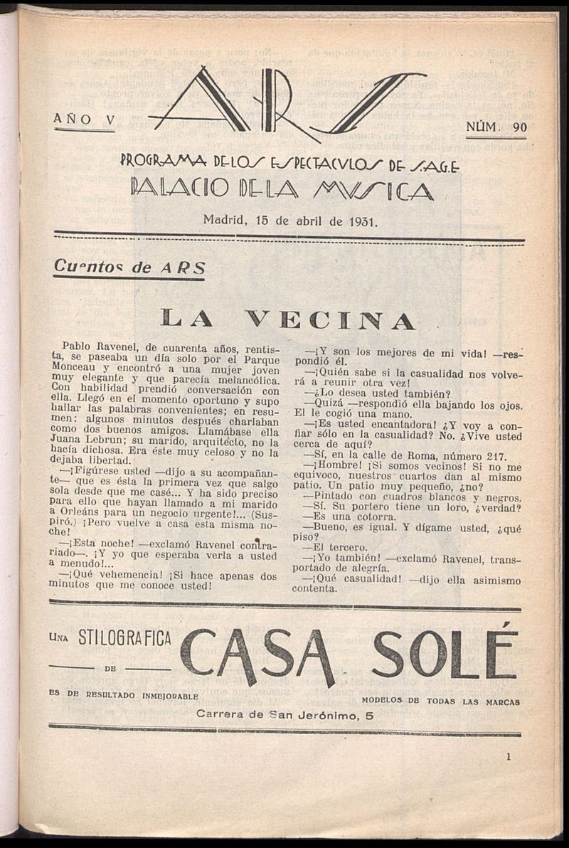 A.R.S, 15 de abril de 1931