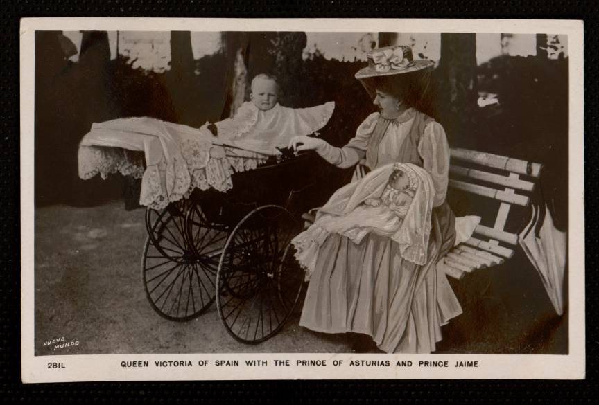 Queen Victoria of Spain with the Prince of Asturias and Prince Jaime