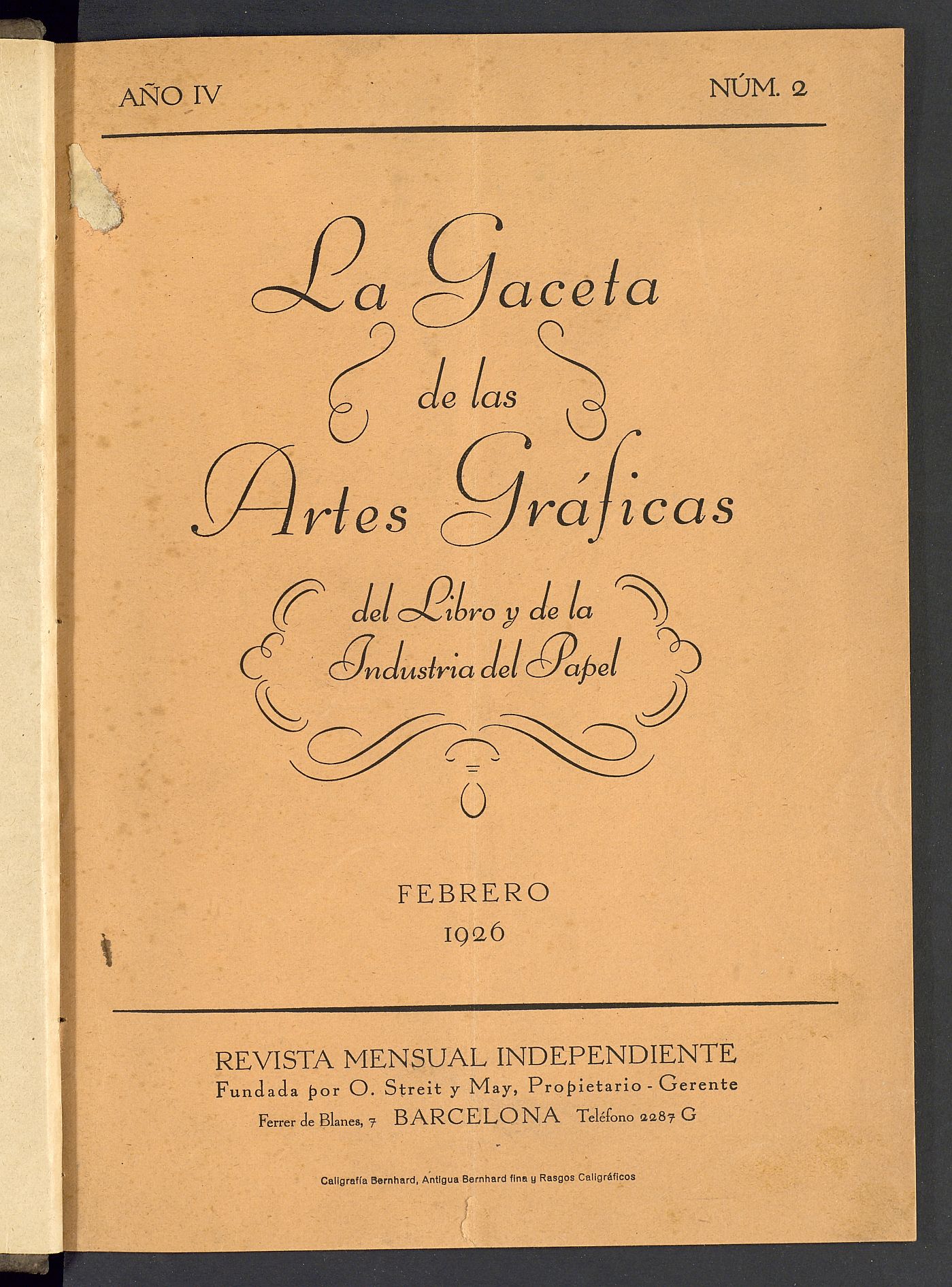 La gaceta de las artes grficas del libro y de la industria del papel. N2. Febrero 1926