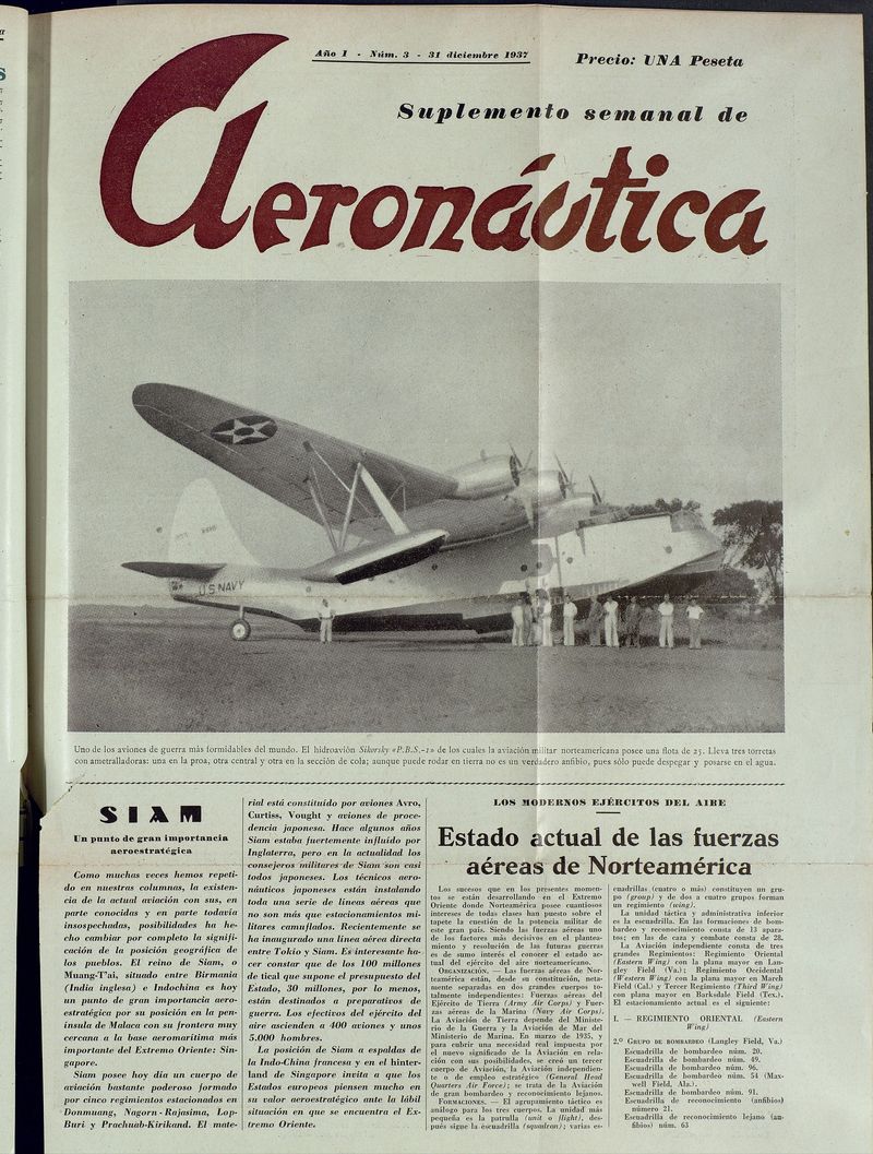 Suplemento semanal de Aeronatica : revista profesional de aviacin. 31 de diciembre 1937