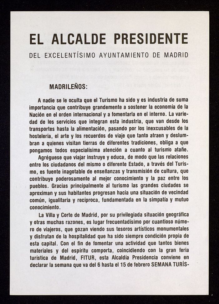 Bando sobre el turismo en Madrid