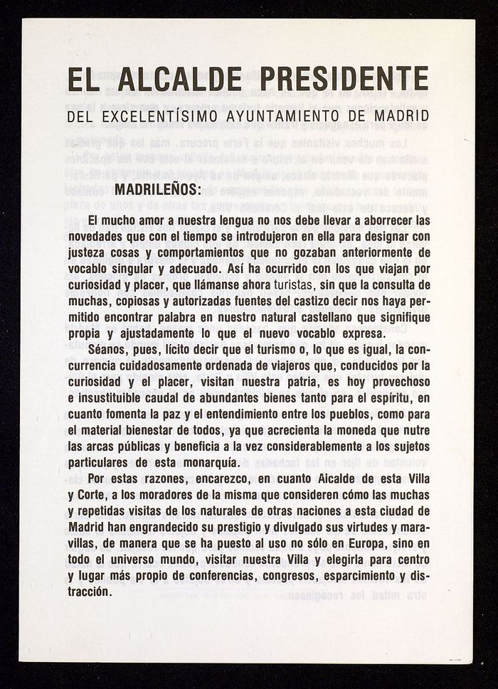 Bando sobre el turismo en Madrid
