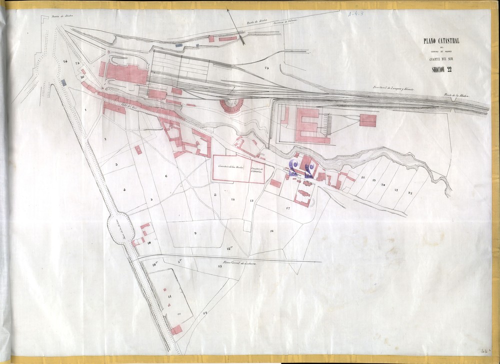 Plano catastral del trmino de Madrid. Cuartel del Sur. Seccin 22