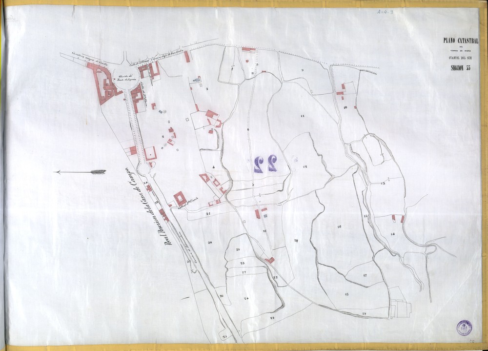 Plano catastral del trmino de Madrid. Cuartel del Sur. Seccin 33