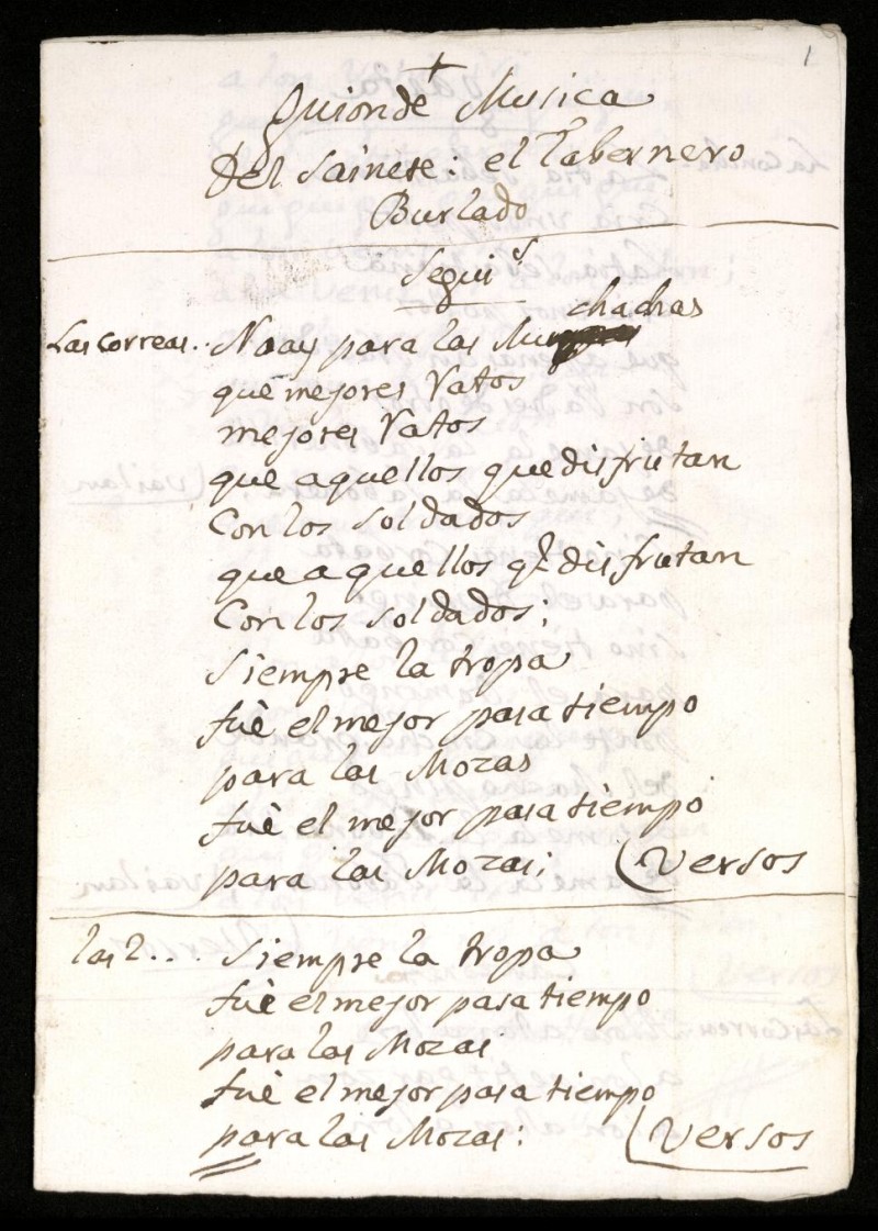 Guin de musica del sainete El Tabernero burlado