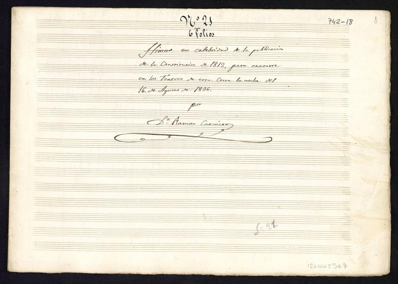 Himno en celebridad de la publicacin de la Constitucin de 1812 para cantarse en los Teatros de esta Corte la noche el 16 de agosto de 1836
