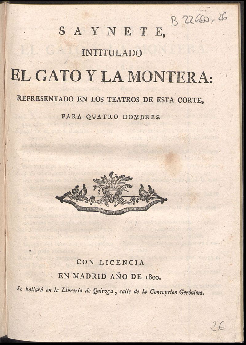 Saynete. El gato y la montera