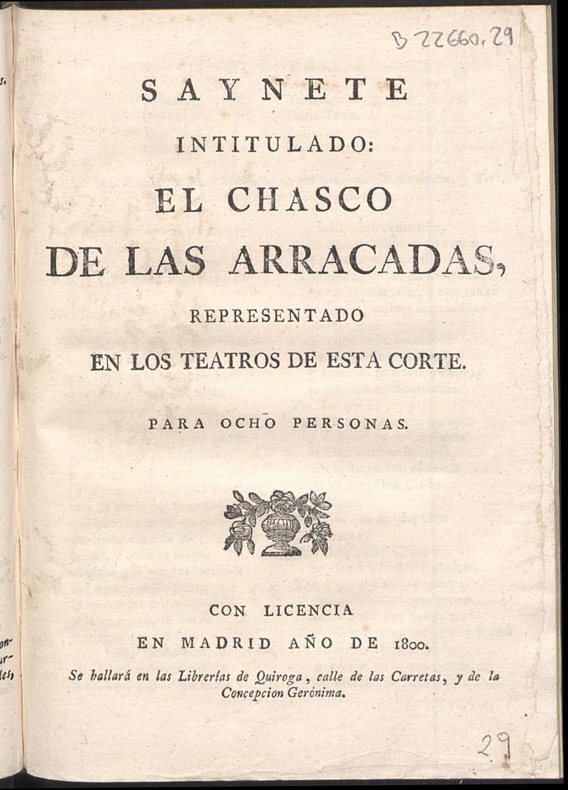 Saynete intitulado El chasco de las arracadas