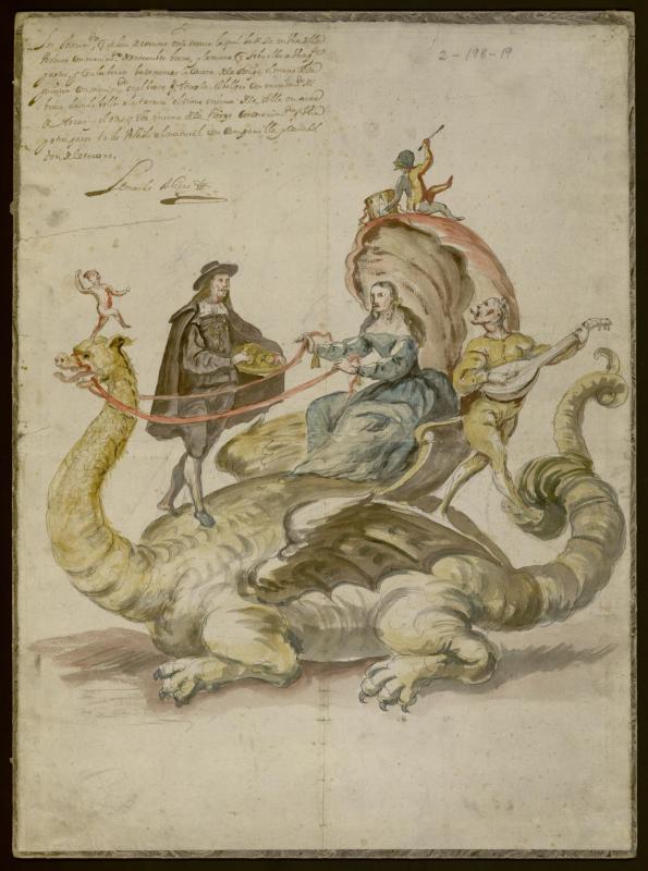 Dibujo de una Tarasca que sale en la procesin del Corpus Christi