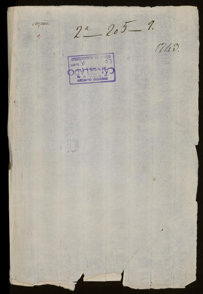 Expediente relativo a la gestin econmica de la fiesta del Corpus del ao 1749
