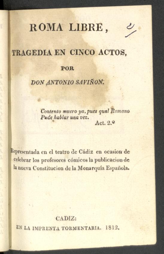 Roma Libre: tragedia en cinco actos