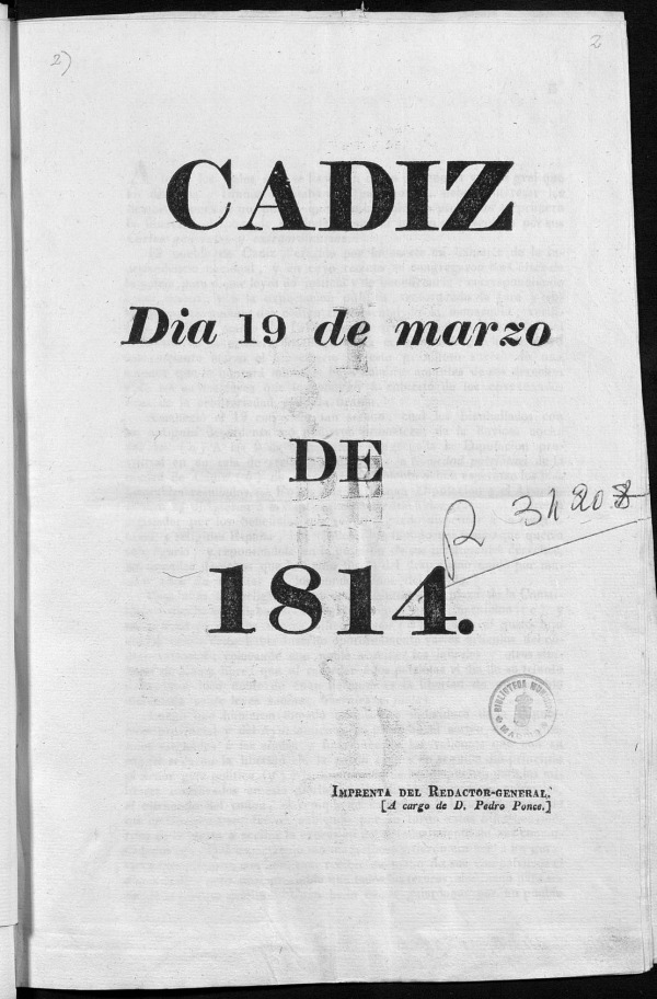 Cdiz. Dia 19 de marzo de 1814.